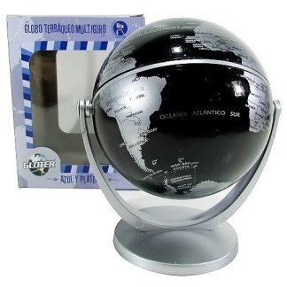 GLOBO TERRAQUEO AZUL Y PLATEADO